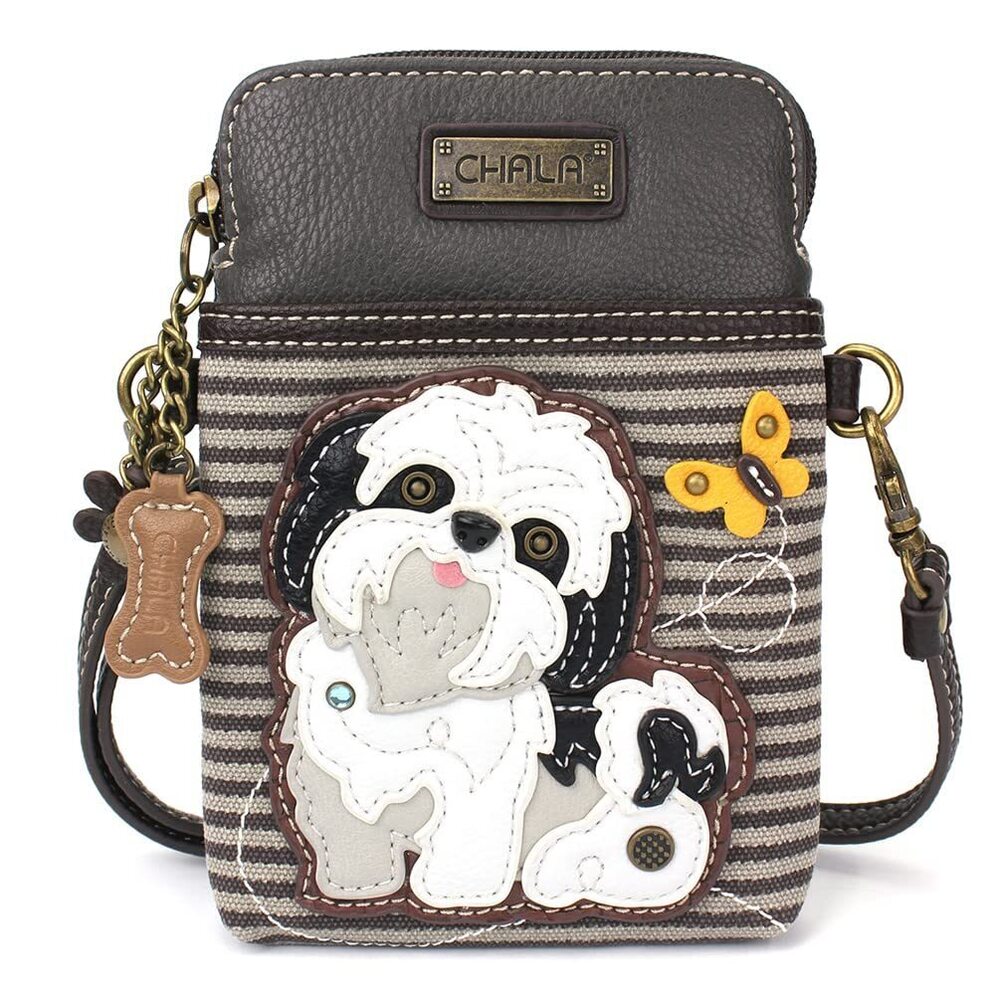 7141 Dog Collection Cell Phone Crossbody Purse- PU Leather/Canvas